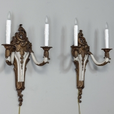 Pair Antique French Louis XV Painted Wall Sconces