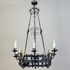 Antique French Wrought Iron Chandelier