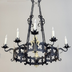 Antique French Wrought Iron Chandelier