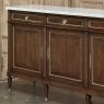 Antique French Directoire Neoclassical Mahogany Buffet with Carrara Marble Top