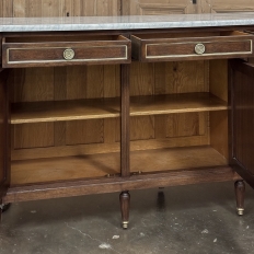 Antique French Directoire Neoclassical Mahogany Buffet with Carrara Marble Top