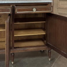 Antique French Directoire Neoclassical Mahogany Buffet with Carrara Marble Top