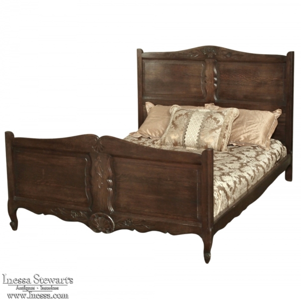 Country French Normandy Hand Carved Oak Full Size Bed