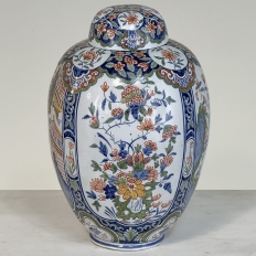 19th Century Oriental Style Delft Vase with Lid