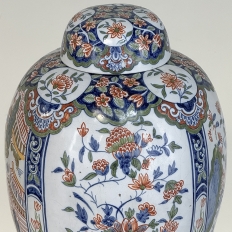 19th Century Oriental Style Delft Vase with Lid