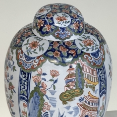 19th Century Oriental Style Delft Vase with Lid