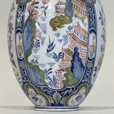 19th Century Oriental Style Delft Vase with Lid