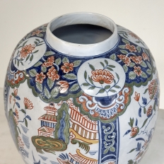 19th Century Oriental Style Delft Vase with Lid