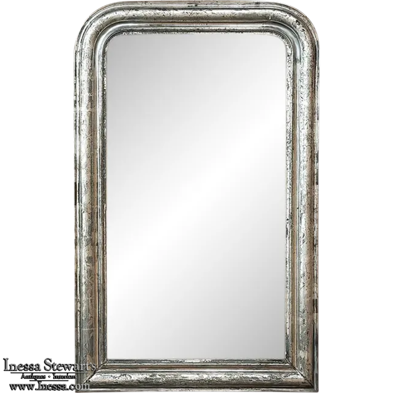 Antique French Louis Philippe Period Silvered Mirror