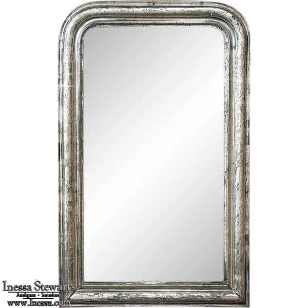 Antique French Louis Philippe Period Silvered Mirror