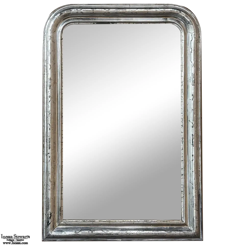 Antique French Louis Philippe Period Silvered Mirror