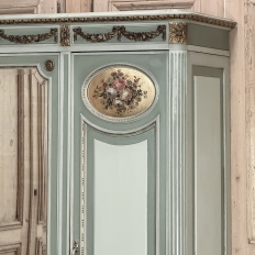 Antique Italian Neoclassical Painted Triple Armoire