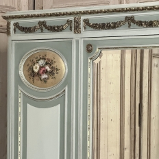 Antique Italian Neoclassical Painted Triple Armoire