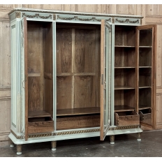 Antique Italian Neoclassical Painted Triple Armoire