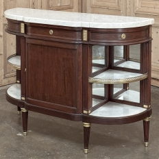 Antique French Louis XVI Mahogany Buffet with Carrara Marble