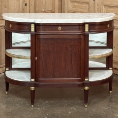 Antique French Louis XVI Mahogany Buffet with Carrara Marble