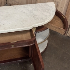 Antique French Louis XVI Mahogany Buffet with Carrara Marble