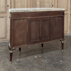 Antique French Louis XVI Mahogany Buffet with Carrara Marble