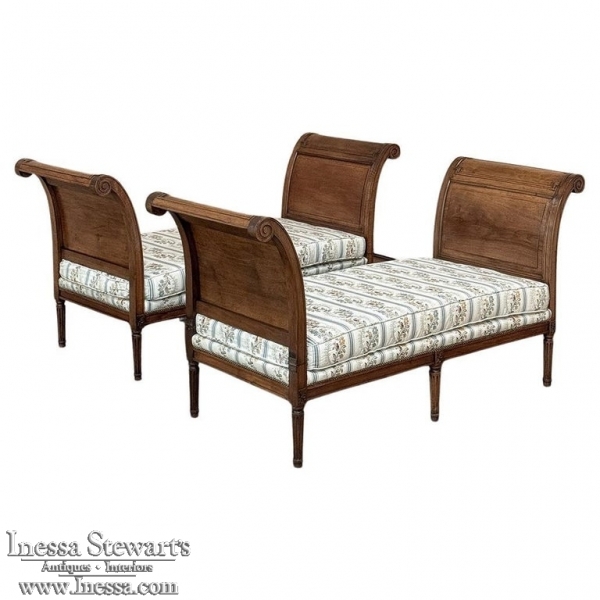 Pair Antique French Neoclassical Day Beds ~ Chaise Lounges