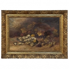 19th Century Framed Oil on Canvas of Still Life