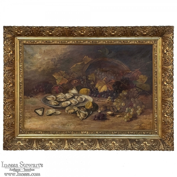 19th Century Framed Oil on Canvas of Still Life