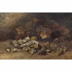 19th Century Framed Oil on Canvas of Still Life