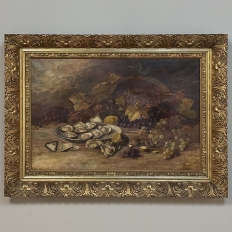 19th Century Framed Oil on Canvas of Still Life