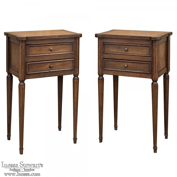 Pair Antique French Directoire ~ Neoclassical End Tables - Nightstands