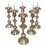 Rare Set of Six 18th Century Dutch Copper & Brass Candlesticks