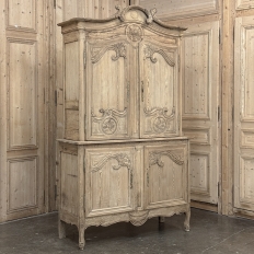 19th Century French Normandie Buffet a Deux Corps in Stripped Pine