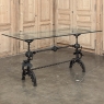 19th Century Gothic Revival Wrought Iron & Glass Sofa Table ~ Console