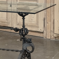 19th Century Gothic Revival Wrought Iron & Glass Sofa Table ~ Console