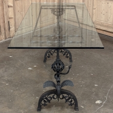 19th Century Gothic Revival Wrought Iron & Glass Sofa Table ~ Console