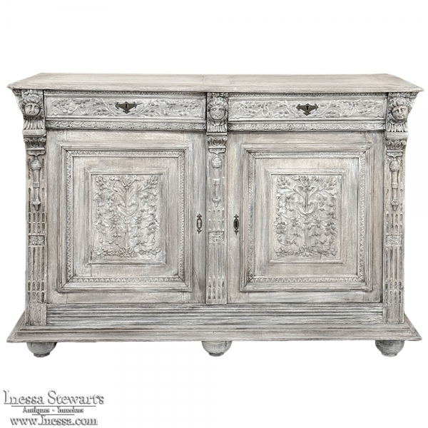 18th Century Flemish Renaissance Revival Whitewashed Buffet