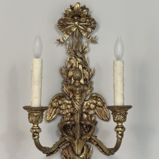 Pair Antique French Louis XVI Bronze Wall Sconces