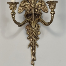 Pair Antique French Louis XVI Bronze Wall Sconces