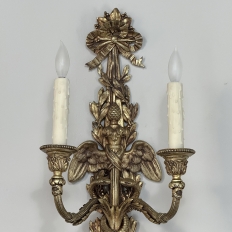 Pair Antique French Louis XVI Bronze Wall Sconces