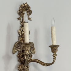 Pair Antique French Louis XVI Bronze Wall Sconces