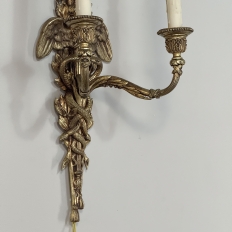 Pair Antique French Louis XVI Bronze Wall Sconces