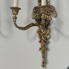 Pair Antique French Louis XVI Bronze Wall Sconces