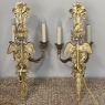 Pair Antique French Louis XVI Bronze Wall Sconces