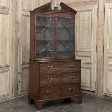 19th Century English Sheraton Mahogany Secretary ~ Bookcase