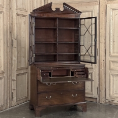 19th Century English Sheraton Mahogany Secretary ~ Bookcase