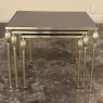 Mid-Century French Smoked Glass Brass Nesting Tables