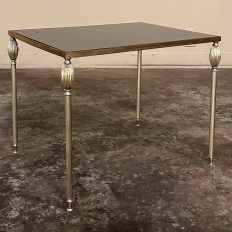 Mid-Century French Smoked Glass Brass Nesting Tables