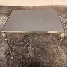 Mid-Century French Smoked Glass Brass Nesting Tables