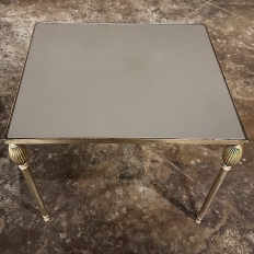 Mid-Century French Smoked Glass Brass Nesting Tables