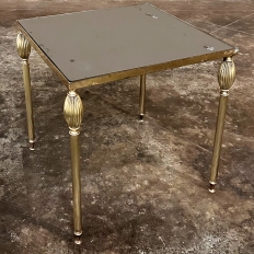 Mid-Century French Smoked Glass Brass Nesting Tables