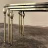 Mid-Century French Smoked Glass Brass Nesting Tables