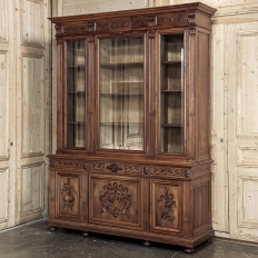 19th Century French Louis XVI Neoclassical Walnut Triple Bookcase